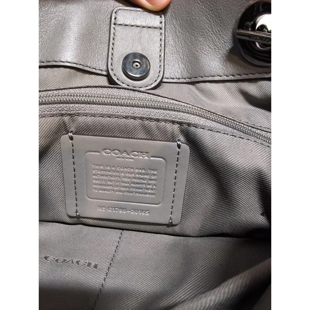 73c.Coach Edie 31 Grey Pebbled Leather Suede Shoulder Bag 20185 GunmetalHardware